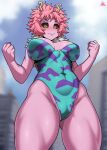 1girl 1girl 2023 absurd_res big_breasts breasts clothed clothing female_focus high_res mina_ashido my_hero_academia patreon patreon_paid patreon_reward pink_body pink_hair pink_skin short_hair solo_female superheroine tagme teen