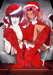 2_girls amber_eyes big_breasts breasts christmas_outfit feet female_focus female_only hidzuke_aki ingrid_(taimanin_asagi) long_hair looking_at_viewer mature mature_female oboro_(taimanin_asagi) pink_hair santa_hat seductive seductive_smile smile tagme taimanin_(series) taimanin_asagi video_game_character violet_eyes violet_hair