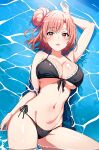 1girl alluring beach big_breasts bikini cleavage in_ocean in_water matching_hair/eyes nios ocean wet yahari_ore_no_seishun_lovecome_wa_machigatteiru. yuigahama_yui