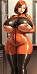 ai_generated erect_nipples glasses huge_breasts rubber_suit scooby-doo thigh_high_boots thighs velma_dinkley