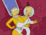 1boy 1girl alternate_breast_size big_breasts breast_expansion edit homer_simpson huge_breasts marge_simpson mature_female milf one-piece_swimsuit screencap screenshot screenshot_edit swimsuit tagme the_simpsons underwater white_swimsuit