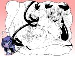  1girl anal_fingering astaroth astaroth_(shinrabanshou) big_breasts black_sclera blue_hair blue_skin blush breasts chibi cum demon demon_girl demon_tail dream dreaming fingering futanari horns imagining insertion long_hair masturbation nipples no_testicles object_insertion penis pervert pointy_ears purple_hair pussy saliva shinrabanshou shirt solo sounding spread_legs succubus sweat tail tail_masturbation tail_wrap tailjob tears thought_bubble trembling urethral_insertion white_shirt 