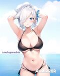  ai_generated beach bikini black_panties brawl_stars brawler colette_(brawl_stars) curvy pale_skin white_hair 