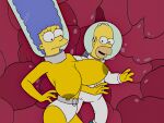 1boy 1girl alternate_breast_size big_breasts breast_expansion homer_simpson huge_breasts marge_simpson mature_female milf nipples screencap screenshot screenshot_edit tagme the_simpsons topless underwater