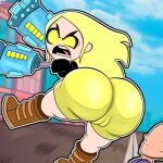  1boy 1girl anonymous_male big_ass cartoon_network dat_ass dc_comics falling glowing_eyes tara_markov teen_titans teen_titans_go terra terraterraterra thick_ass thick_thighs tight_shorts 