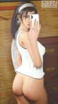  1girl alluring ass bare_legs black_hair brown_eyes foulveins jun_kazama kazama_jun milf naked_from_the_waist_down namco phone tekken tekken_2 tekken_8 tekken_tag_tournament tekken_tag_tournament_2 