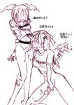  2girls blush bottomless capcom censored clothes_writing cum darkstalkers demon_girl directional_arrow ejaculation facial fellatio futa_on_futa futa_with_futa futanari gallon head_wings hinemosu hinemosu_notari incest kneeling lilith_aensland long_hair masturbation monochrome morrigan_aensland multiple_girls multiple_penises navel no_testicles oral penis purple shirt short_hair standing succubus translation_request vampire_(game) vampire_savior wings 