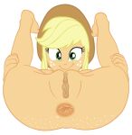  1girl anus applejack ass ass_focus ass_grab big_ass blonde_hair bubble_butt butthole cndhpr completely_naked_female completely_nude_female cowgirl cowgirl_hat equestria_girls female_only freckles friendship_is_magic green_eyes grin happy legs_up looking_at_viewer my_little_pony nude older older_female orange_skin pussy smiling_at_viewer soles solo_female theborman06 white_background young_adult young_adult_female young_adult_woman 