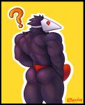 1boy 2020s 2021 2d 2d_(artwork) ? alternate_version_available anthro anthro_only artist_name ass avian bara black_body black_border black_fur buffyloop bulge darkner deltarune deltarune_chapter_2 digital_media_(artwork) furry male male_anthro male_only muscle muscular muscular_anthro muscular_male question_mark red_eyes red_underwear shiny shiny_ass shiny_skin simple_background solo_anthro solo_male swatchling swatchling_(deltarune) third-party_source thong topless topless_anthro topless_male undertale_(series) underwear video_game_character video_games