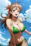 1girl 1girl 1girl ai_generated bare_arms bare_legs bare_shoulders bare_thighs beach big_breasts big_breasts bikini bikini_bottom bikini_top blush brown_eyes brown_hair color eternoai eye_brown female_focus female_only high_res highschool_of_the_dead light-skinned_female light_skin long_hair looking_at_viewer open_mouth rei_miyamoto solo_female swimsuit swimwear tagme thick_thighs