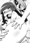 3girls anal ass ass_grab blush breast_sucking breasts censored cum cum_in_ass double_penetration futanari futanari_on_female futanari_with_female hinata_hyuuga ino_yamanaka konakona monochrome multiple_girls naruto open_mouth pussy rape sakura_haruno sex shaded_face sharp_teeth tears tongue vaginal wink