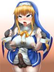  1girl ahegao arc_system_works blonde_hair bridget_(guilty_gear) canon_trangender_female canon_transgender canon_transgender_woman censored chrono_crusade futanari girl guilty_gear mokkosss mokugyuutan nun religious_slut slut testicles transgender transgender_female transgender_woman whore 