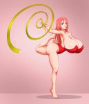 ass baton big_ass big_breasts breasts cleavage commission female gymnastics gymnastics_ribbon leotard naruto rhythmic rhythmic_gymnastics ribbon ribbon_baton ribbon_rhythmic_gymnastics sakura_haruno solo