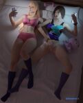 2_girls 3d 3d_(artwork) alluring athletic_female casual casual_masturbation dominant_female emilie_de_rochefort female_abs fingering fit_female kazama_asuka lesbian_sex multiple_girls multitasking namco rubbing_pussy shaddoll_x socks submissive_female tekken tekken_8 yuri