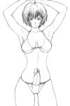  1girl armpits bikini breasts cameltoe dusty_heaven erection futanari monochrome neon_genesis_evangelion penis rei_ayanami small_breasts solo swimsuit uncensored 