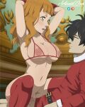  1boy 1girl absurdres artanis69 ass black_clover breasts christmas christmas_outfit girl_on_top highres mimosa_vermillion nipples penis pussy sex swimsuit vaginal yuno_(black_clover) yuno_grinbellior 