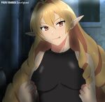  big_breasts blonde_hair brown_eyes doragonrodo_erinarize dragonroad_elinalise elinalise_dragonroad erinarize_doragonrodo kurigami long_hair looking_at_viewer mushoku_tensei mushoku_tensei:_isekai_ittara_honki_dasu mushoku_tensei_jobless_reincanation nipples pixiv_fanbox presenting_breasts tongue_out 