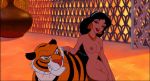  aladdin_(series) alluring black_hair breasts disney feline female feral hetero human interspecies male mammal navel nipples nude princess_jasmine pussy rajah tiger unknown_artist zoophilia 