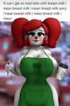 1girl apron apron_only big_breasts circus_baby coffee five_nights_at_freddy's looking_at_viewer meme naked_apron summer_of_87_baby