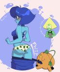  alien ass blue_skin embarrassed embarrassed_underwear_female embarrassing euf gem_(species) green_skin lapis_lazuli lapis_lazuli_(steven_universe) monster panties pants_down peridot_(steven_universe) plant_monster printed_panties pumpkin steven_universe 