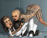 after_sex big_breasts big_penis clothed_on_nude colrumfoord cum dickgirl ejaculation futanari indoors interspecies jack mass_effect miranda_lawson orgasm partially_clothed rape sex vaginal