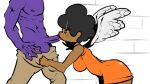  angel_carol_(fnf) angel_wings big_ass big_breasts big_penis black_hair brown_pants brown_skin carol_(bbpanzu) fellatio friday_night_funkin friday_night_funkin_mod orange_dress purple_skin sucking_penis whitty_(friday_night_funkin) 