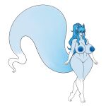  1girl alolan_ninetales big_ass big_breasts blue_hair blue_skin fluffy_tail luchodraws seductive wiitenuant 