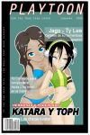  artist_request avatar:_the_last_airbender barcode cover katara playboy_parody playtoon spanish_text toph_bei_fong 