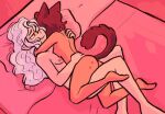  bite_mark callie_(my_dragon_gf) cat_ears cat_girl cat_tail cuddling fawnduu lesbian_couple my_dragon_girlfriend olive_(my_dragon_gf) vampire_girl webtoon 