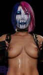 1girl 3d 3d_(artwork) asian asian_female asuka asuka_(wrestler) asuka_(wwe) asuka_(wwe_diva) based_purple blender breasts clown clown_girl clown_makeup exposed_breasts face_paint high_res kana kanako_urai looking_at_viewer nipples painted_face smirk wrestler wrestling wwe wwe_2k23 wwe_diva