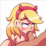 1boy 1girl blonde_hair blue_eyes breasts disney fellatio horns nipples oral orange_hair star_butterfly star_vs_the_forces_of_evil