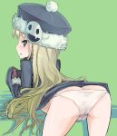  bent_over blonde_hair datsuryokugen female gunner hair hat headgear long_hair oshiri panties sekaiju_no_meikyuu underwear 