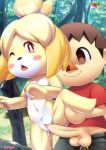  1boy 1girl animal_crossing animal_crossing_new_leaf bbmbbf breasts canid canine canine_humanoid doubutsu_no_mori fur34 fur34* furry hair_tie hetero isabelle_(animal_crossing) jingle_bell male mammal nintendo palcomix ponytail secretary sex shih_tzu shizue_(doubutsu_no_mori) thick_ass thick_legs thick_thighs villager_(animal_crossing) yellow_fur 