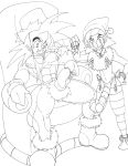 ash_ketchum dragon_ball dragon_ball_z erect_nipples erection gay male male_only monochrome nipples nude penis pokemon son_gokuu spread_legs trainer_(artist) yaoi