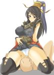 1girl black_hair blue_eyes blush breasts facesitting girl_on_top huge_breasts momio oui oui_(character) panties sangokushi_taisen sitting sitting_on_face sitting_on_person skirt skirt_lift solo_focus thighhighs underwear upskirt white_panties