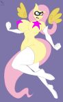 animal_ears anthro areola areola_slip blue_eyes boots breasts cleavage domino_mask elbow_gloves erect_nipples feathered_wings fluttershy friendship_is_magic furry gloves huge_breasts jrvanesbroek long_hair mask my_little_pony navel nipple_bulge open_mouth pasties pink_hair star star_pasties teeth thick_thighs thigh_high_boots thighs titty_vixen_(character) tongue very_long_hair white_gloves white_legwear wide_hips wings yellow_fur