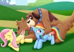 1boy 2_girls alicorn bbmbbf dog doggy_position equestria_untamed fluttershy fluttershy_(mlp) friendship_is_magic fur hasbro mlp mlp:fim mlp_g4 my_little_pony my_little_pony:_friendship_is_magic my_little_pony_friendship_is_magic my_little_pony_generation_4 outside palcomix palcomix_team pegasus pietro's_secret_club rainbow_dash rainbow_dash_(mlp) tagme