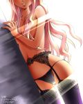  1girl black_panties breasts dr_rex futanari garter_belt garter_straps head_out_of_frame legs lingerie lips long_hair macross macross_frontier panties pink_hair sheryl_nome solo thighhighs thighs topless underwear wavy_hair 