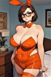 ai_generated big_breasts corset glasses scooby-doo stockings thighs velma_dinkley