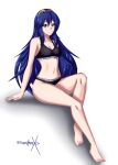 1girl alluring bare_legs black_panties blue_eyes blue_hair breasts cleavage female_only fire_emblem fire_emblem_awakening looking_at_viewer lucina lucina_(fire_emblem) nintendo panties sonicheroxd super_smash_bros._ultimate super_smash_bros_wii_u tank_top tiara underwear