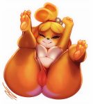  1girl animal_crossing anthro ass breasts cute dog isabelle_(animal_crossing) nintendo nipples one_eye_closed pussy robert_porter 