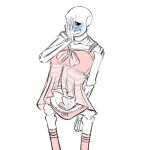  1:1 1:1_aspect_ratio 1boy 2010s 2019 animated_skeleton blue_blush blush bottom_sans bow_panties covering_face cowboy_shot crossdressing hand_on_own_face lingerie looking_away male male_only monster nightgown nsfwgarbagedump panties pink_legwear pink_lingerie pink_nightgown pink_panties pink_stockings pink_thighhighs sans sans_(undertale) simple_background skeleton solo stockings uke_sans undead undertale undertale_(series) underwear white_background 