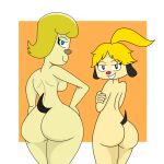 1girl 2_girls ass ass big_ass big_ass female_dog mama_parappa parappa_the_rapper parappa_the_rapper_(anime) pinto_rappa smile tail um_jammer_lammy yellow_hair yellow_skin