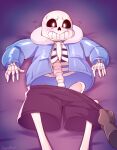 1boy 2010s 2015 2d animated_skeleton bottom_sans digital_media_(artwork) disembodied_hand lizardbat_(artist) male male_focus male_only monster monster_boy nervous pulling_down_pants sans sans_(undertale) skeleton solo_male submissive submissive_male sweat sweatdrop sweating tentabat uke_sans undead undertale undertale_(series)