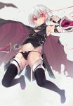 1girl 1girl black_panties fate_(series) glowing_eyes jack_the_ripper_(fate) panties revealing_clothes short_hair sword underwear weapon white_hair