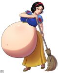  aoiisa belly_bulge belly_expansion black_hair broom disney hyper_pregnancy orange_eyes pregnant princess_snow_white snow_white_and_the_seven_dwarfs 