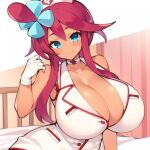 big_breasts fully_clothed nurse pokemon qmai_(artist) skyla_(pokemon)