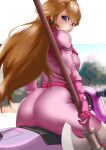 1girl ass big_ass blonde_hair blue_eyes bodysuit breasts female_only nintendo princess_peach solo_female super_mario_bros. super_mario_bros._(2023_film) yagi_(joe731842)