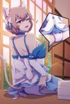 1boy blonde_hair bow boy cat_ears cat_tail diaper dress dress_lift felix_argyle femboy hair_bow humanoid lazyblazy looking_at_viewer male male_only open_mouth penis_bulge re:zero_kara_hajimeru_isekai_seikatsu short_hair sitting wink yellow_eyes