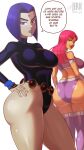 2_girls 2girls ass ass_focus belt breasts cartoon_network dat_ass dc_comics human jerkdibuja koriand'r leotard rachel_roth raven_(dc) starfire teen_titans teen_titans_go